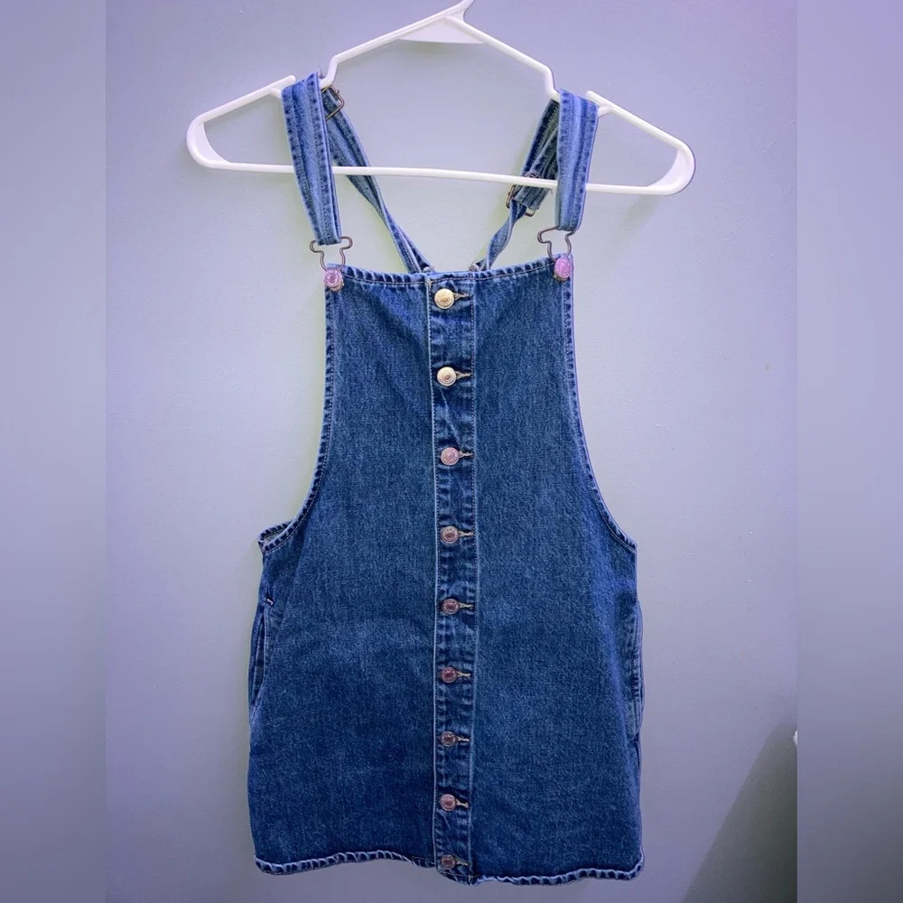 Denim Dress Overalls Jumper Mini - Picture 1 of 6